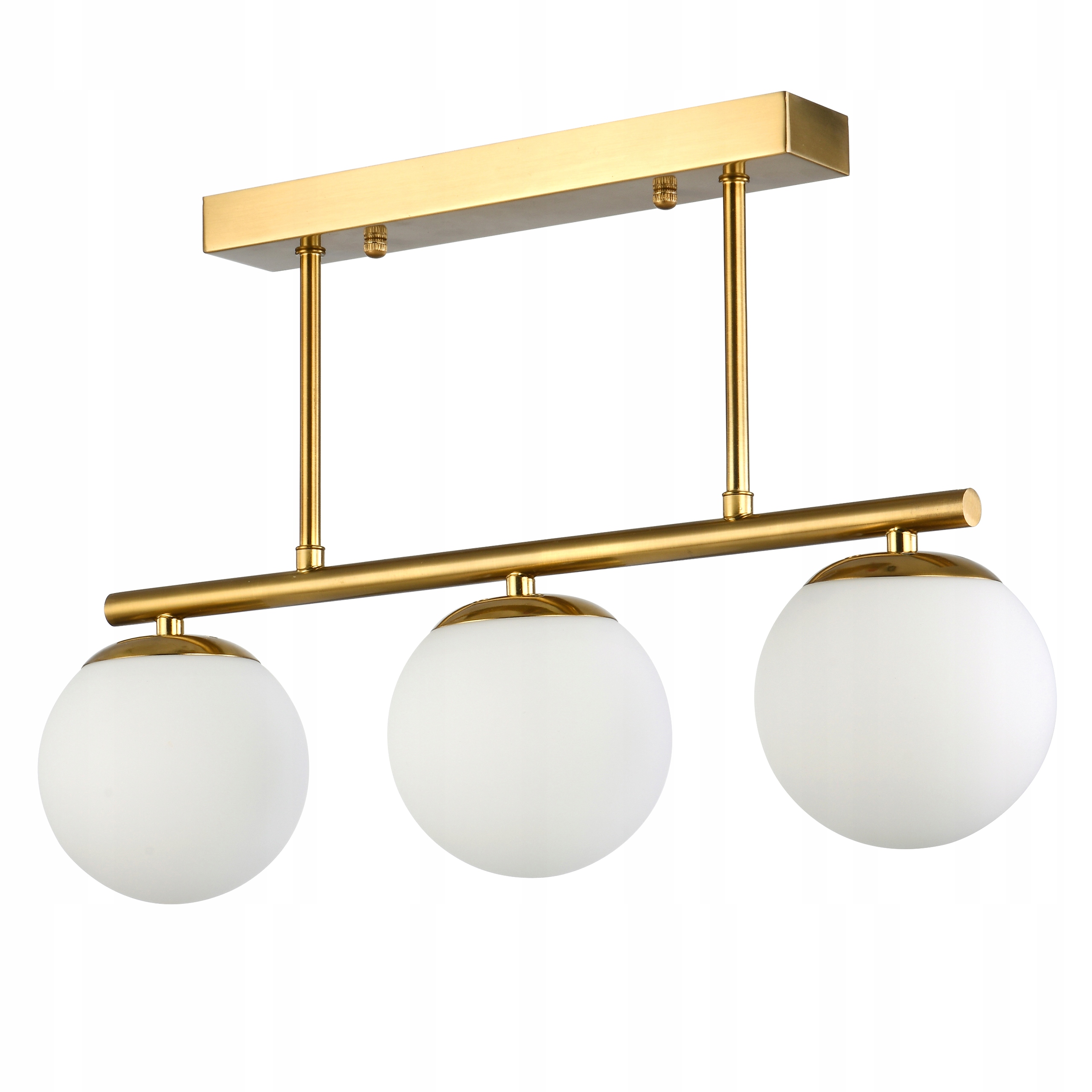 Lampa sufitowa wisząca żyrandol szklana kula 3x e27 Loft 47cm złoty biały