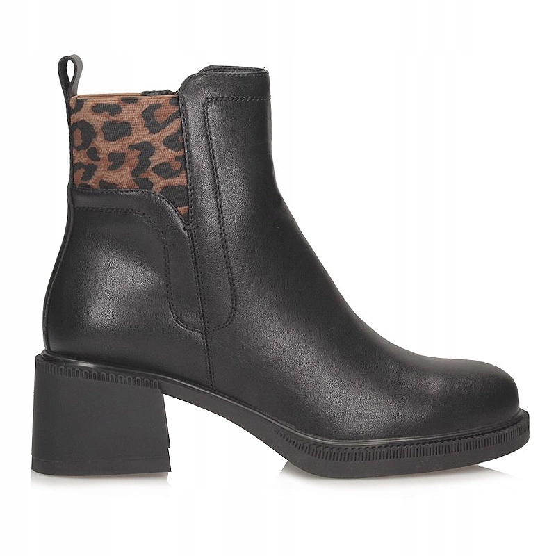 Stylové kožené dámské kotníkové boty na podpatku Vinceza 66855 Bk