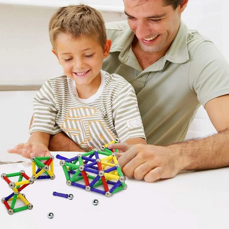 KLOCKI MAGNETYCZNE UKŁADANKA KONSTRUKCYJNE 106 ELEMENTÓW MAGNETIC STICKS Stan opakowania oryginalne