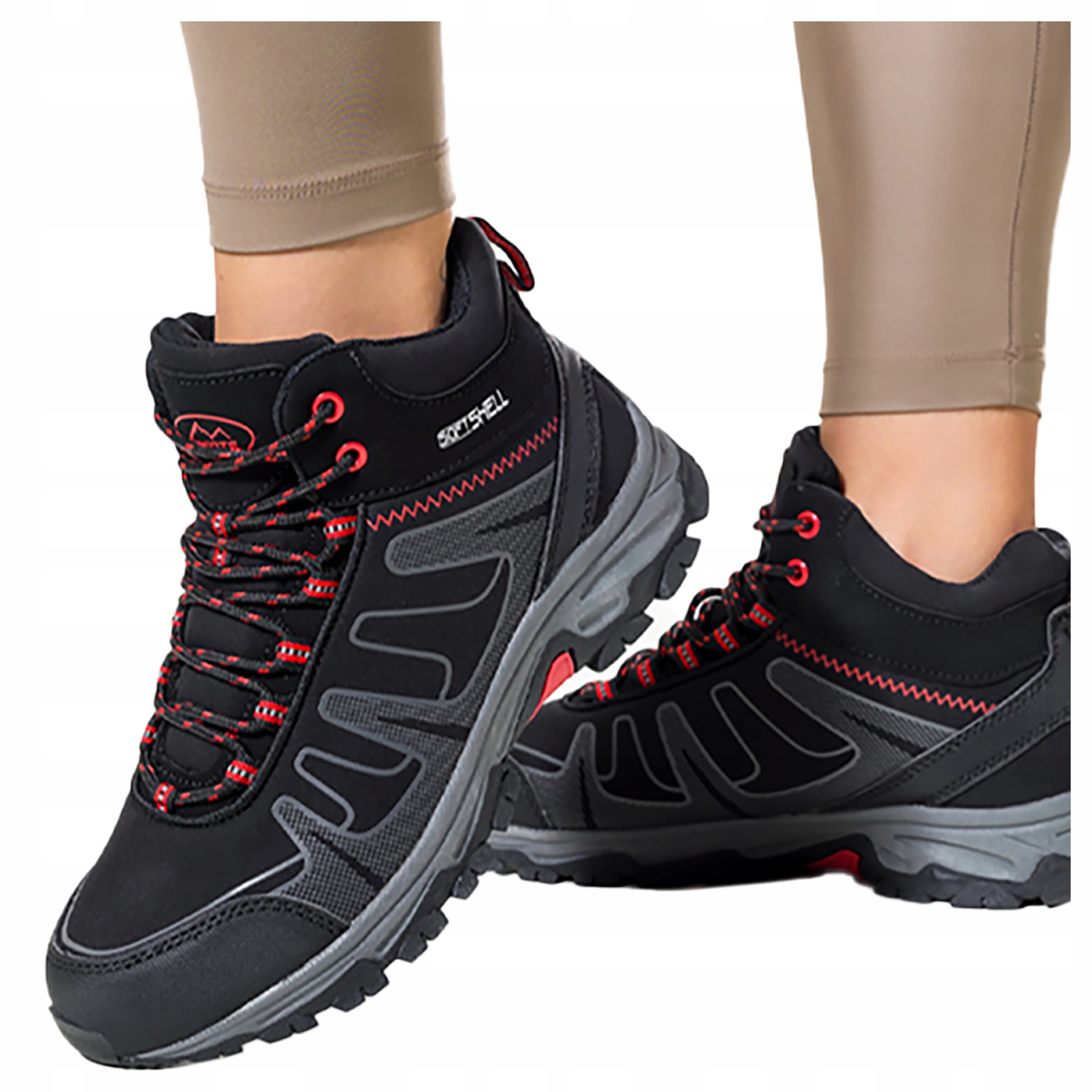 Černé Trekingové sportovní boty Softshell Vysoké Šněrovací Pohodlné r 37