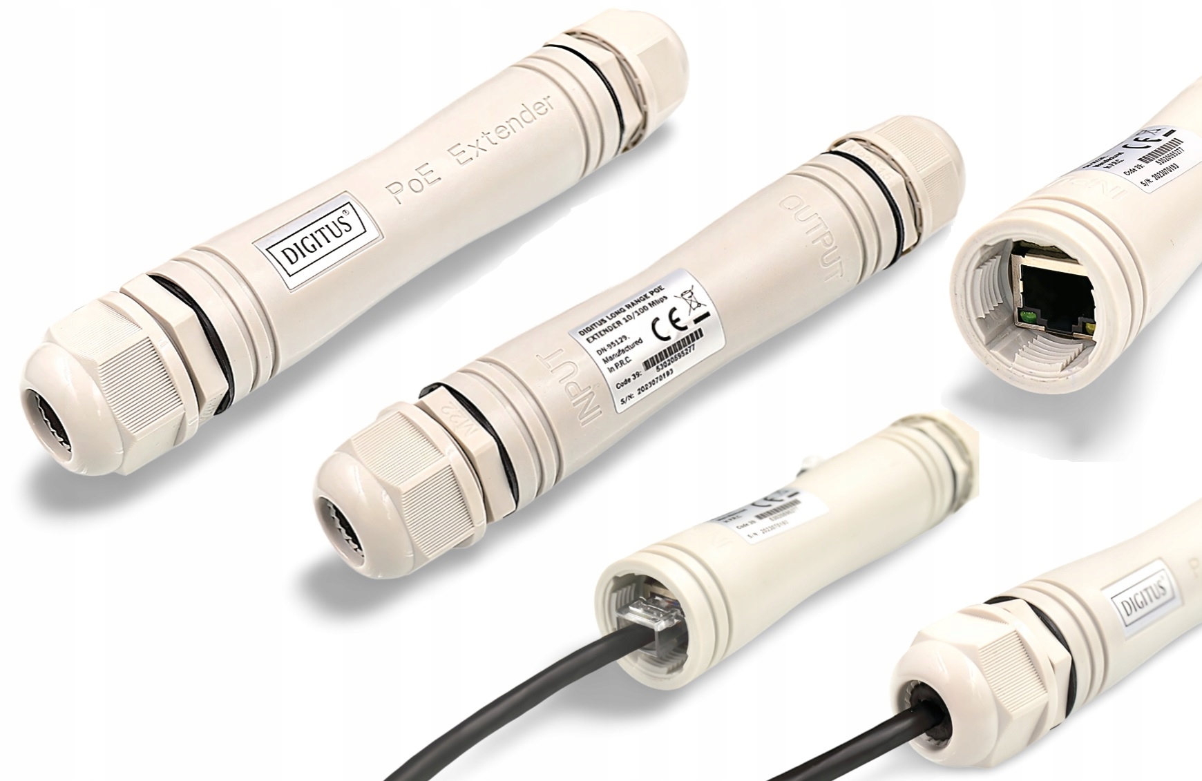 Przedłużacz Extender PoE 100M Zewnętrzny IP67 802.3af/at 10/100Mb/s Beczka