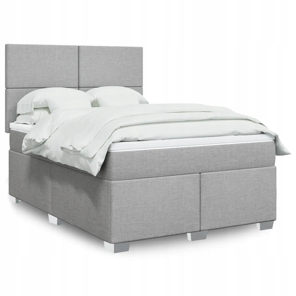 Box spring postel s matrací světle šedá 140 x 190 cm textil Šedá 3290476