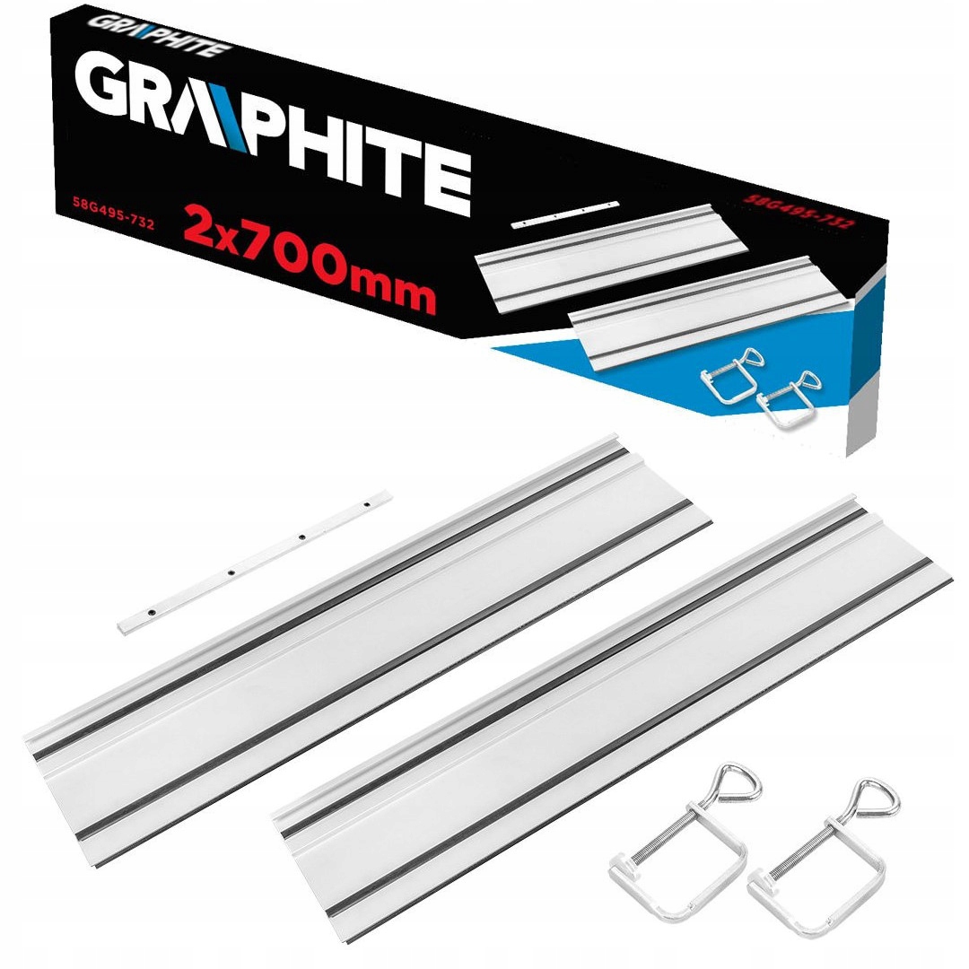 Vodicí lišta 2 x 700 mm 1400 mm spojovací díl s dvěma svorkami Graphite