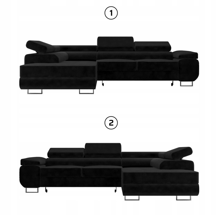 Narożnik rozkładany Castello, funkcja spania, nowoczesny, wybór tkanin Orientacja uniwersalna