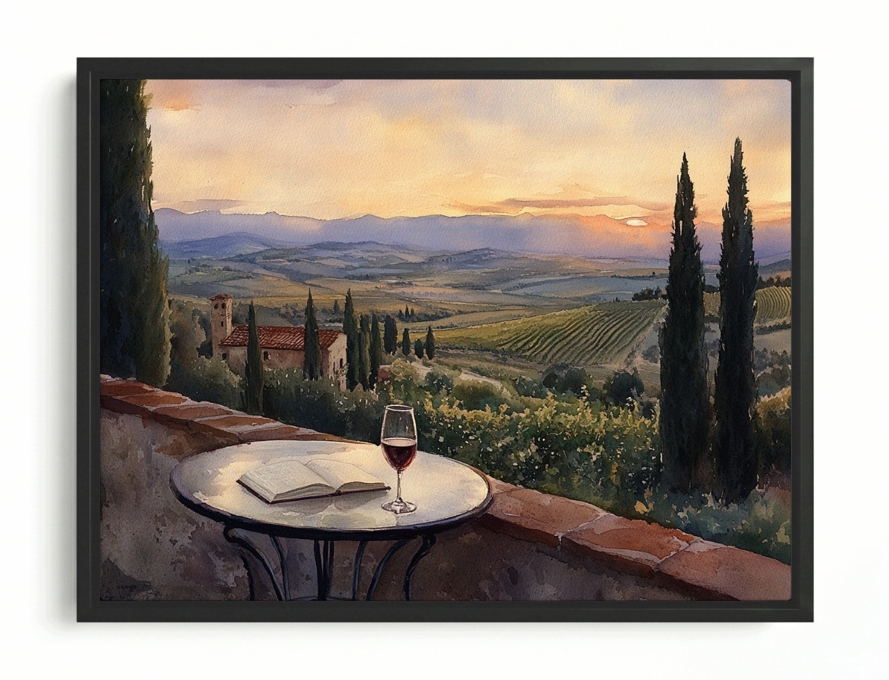 Obraz Rám American Box Krajina Taliansko Toskánsko Terasa Víno Chianti 80x60