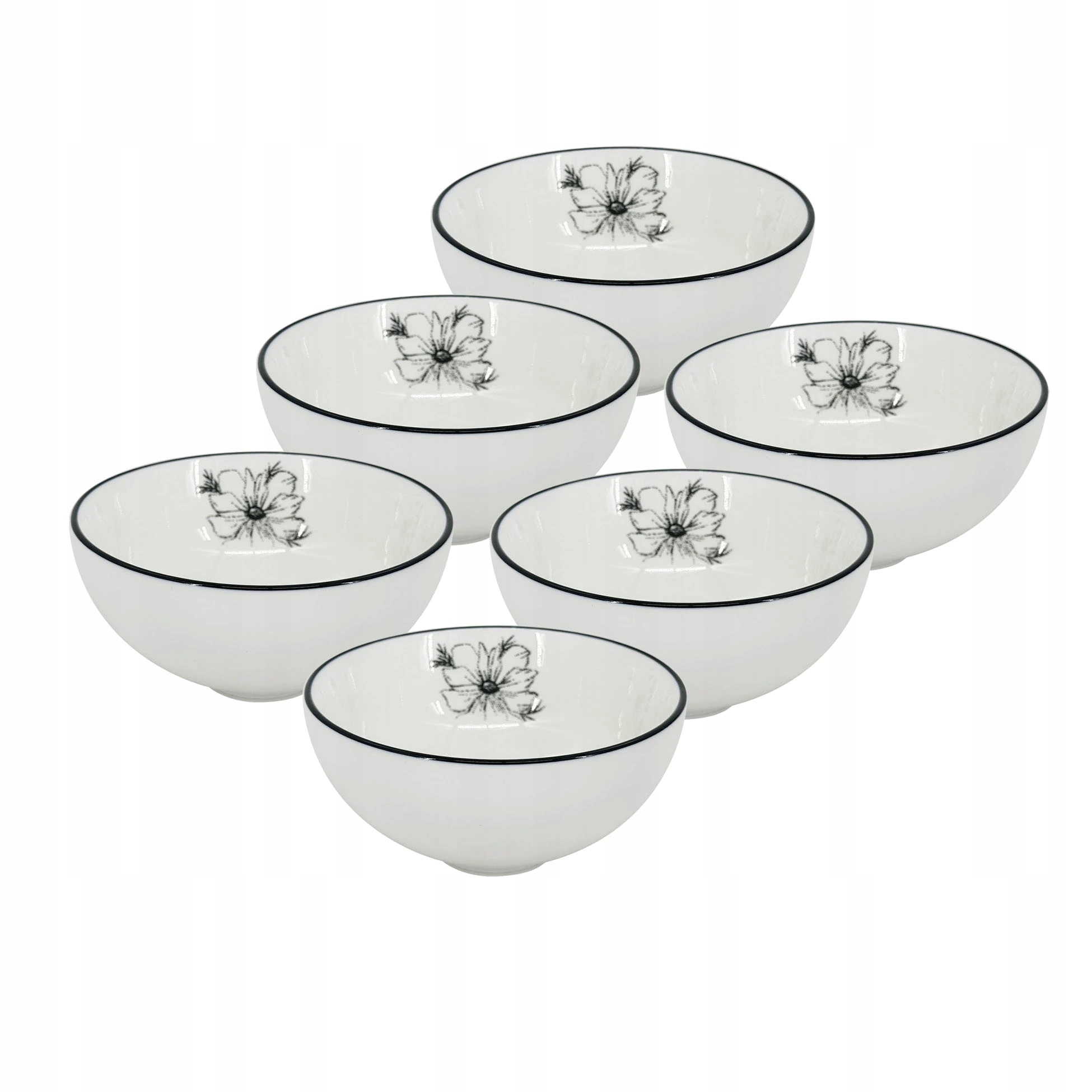 Set 6 ks Miska Alba Dash Bloom, 15 cm, černá kytka