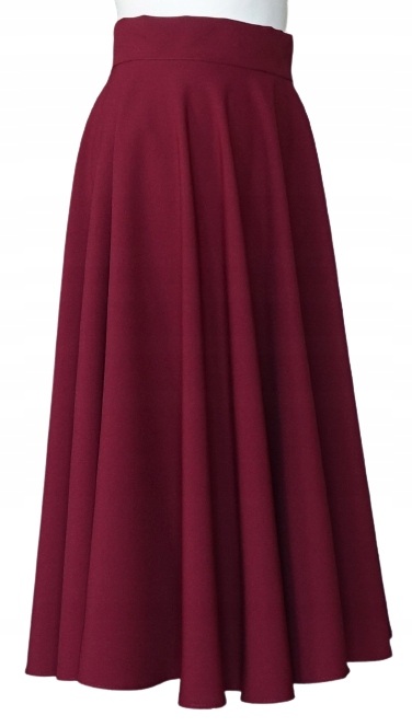 BORDOWA SPÓDNICA MIDI Z KOŁA KOŁO BORDO 34 XS Wzór dominujący bez wzoru