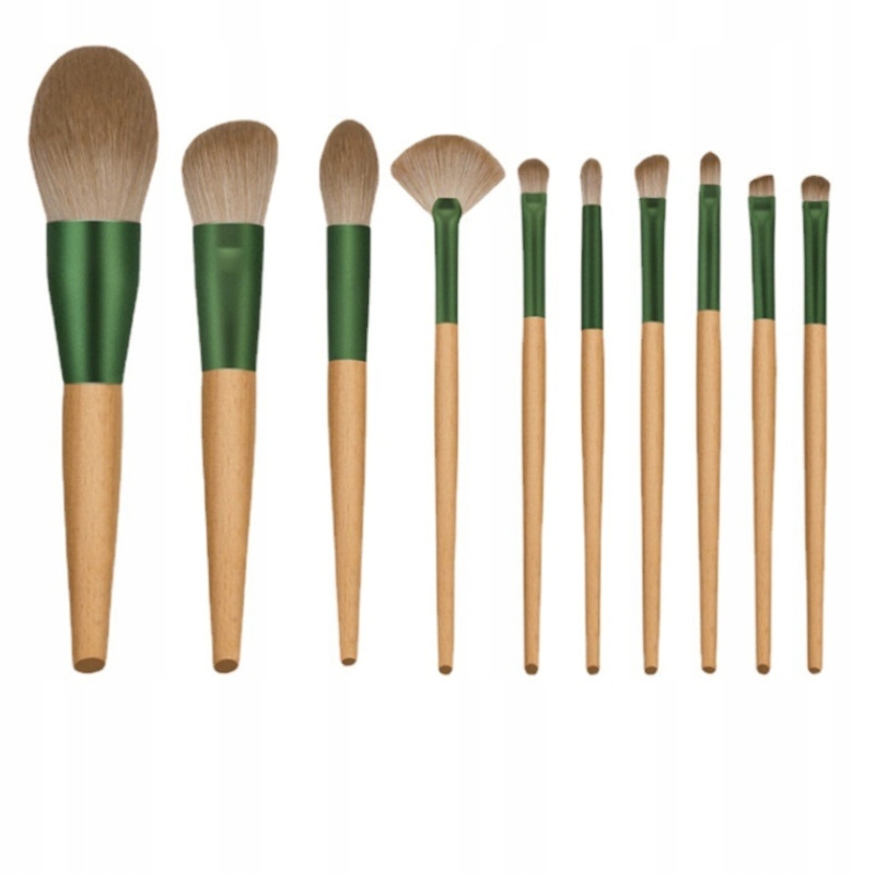 Zestaw pędzli do makijażu 10 szt. w etui DREWNIANE Marka inna marka