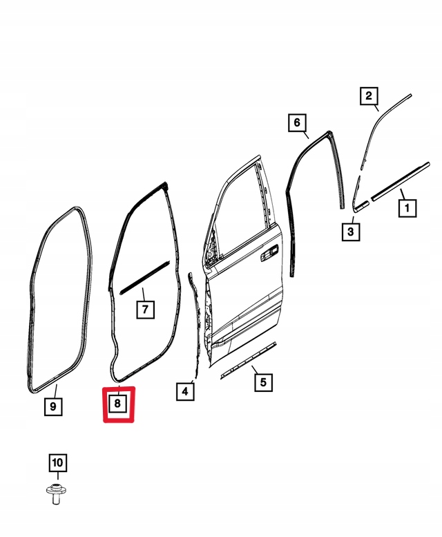 Ram 1500 V gasket door cala right front 2019-24