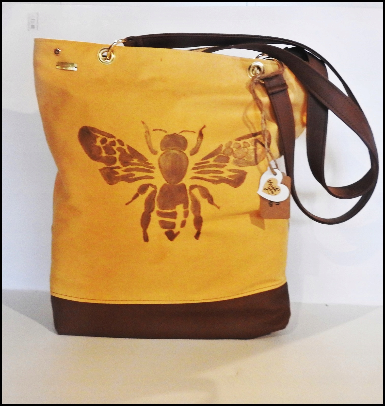 Taška Přes Rameno XL Městská Shopperka Glam Malovaná Včela dárek