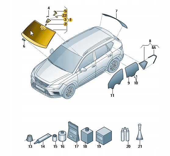 SZYBA CZOŁOWA SEAT ATECA ORYGINAŁ 575845011BLNVB