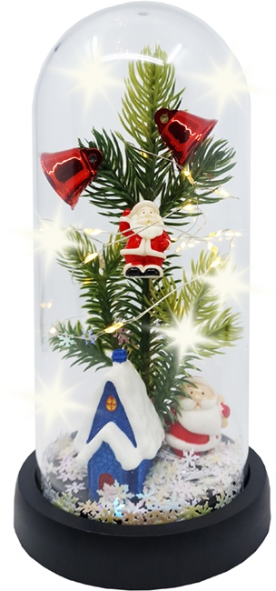 CHOINKA W SZKLE PODŚWIETLONA LED OZDOBA ŚWIĄTECZNA Średnica 11 cm