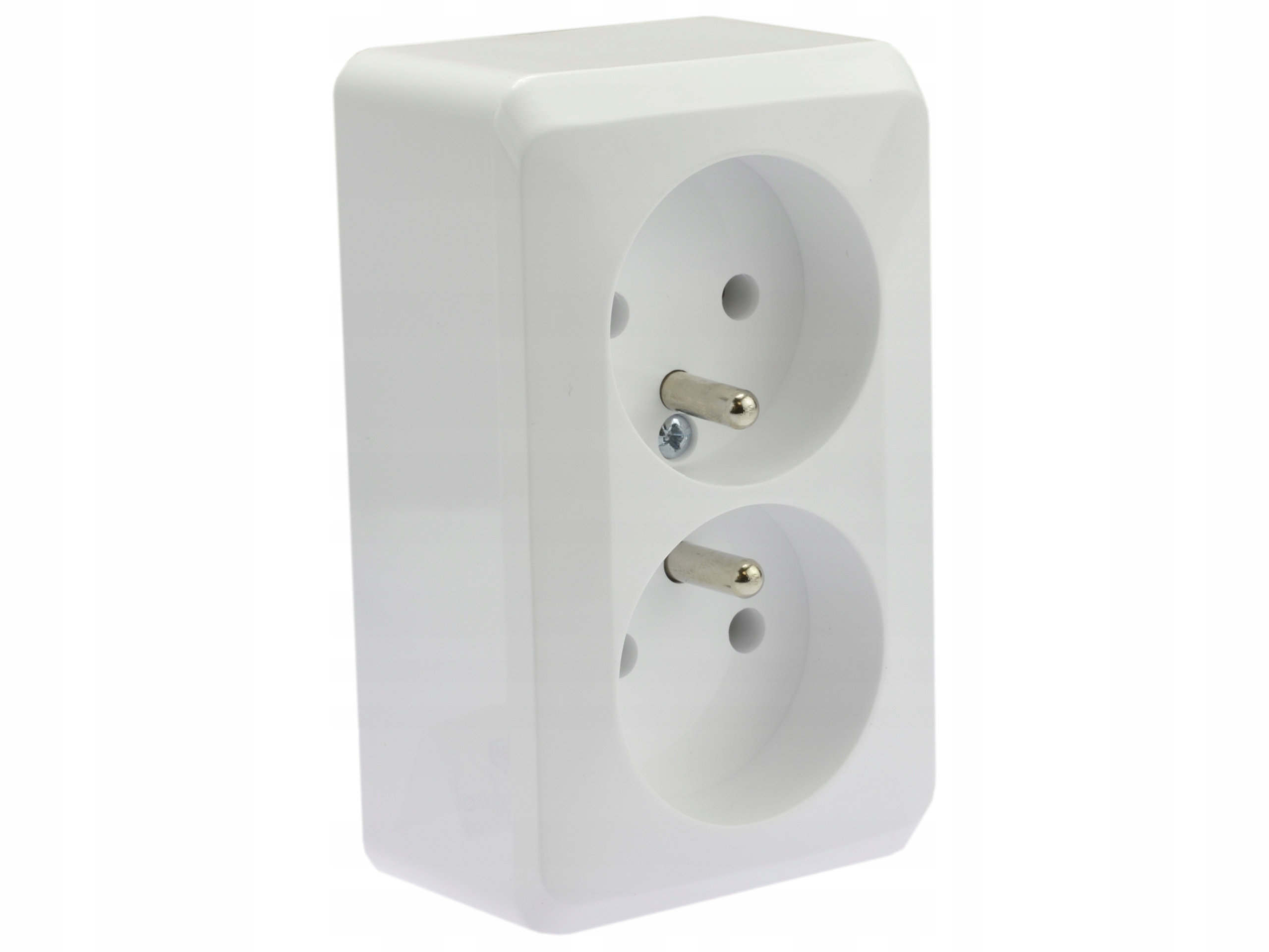 Gniazdo elektryczne natynkowe podwójne białe