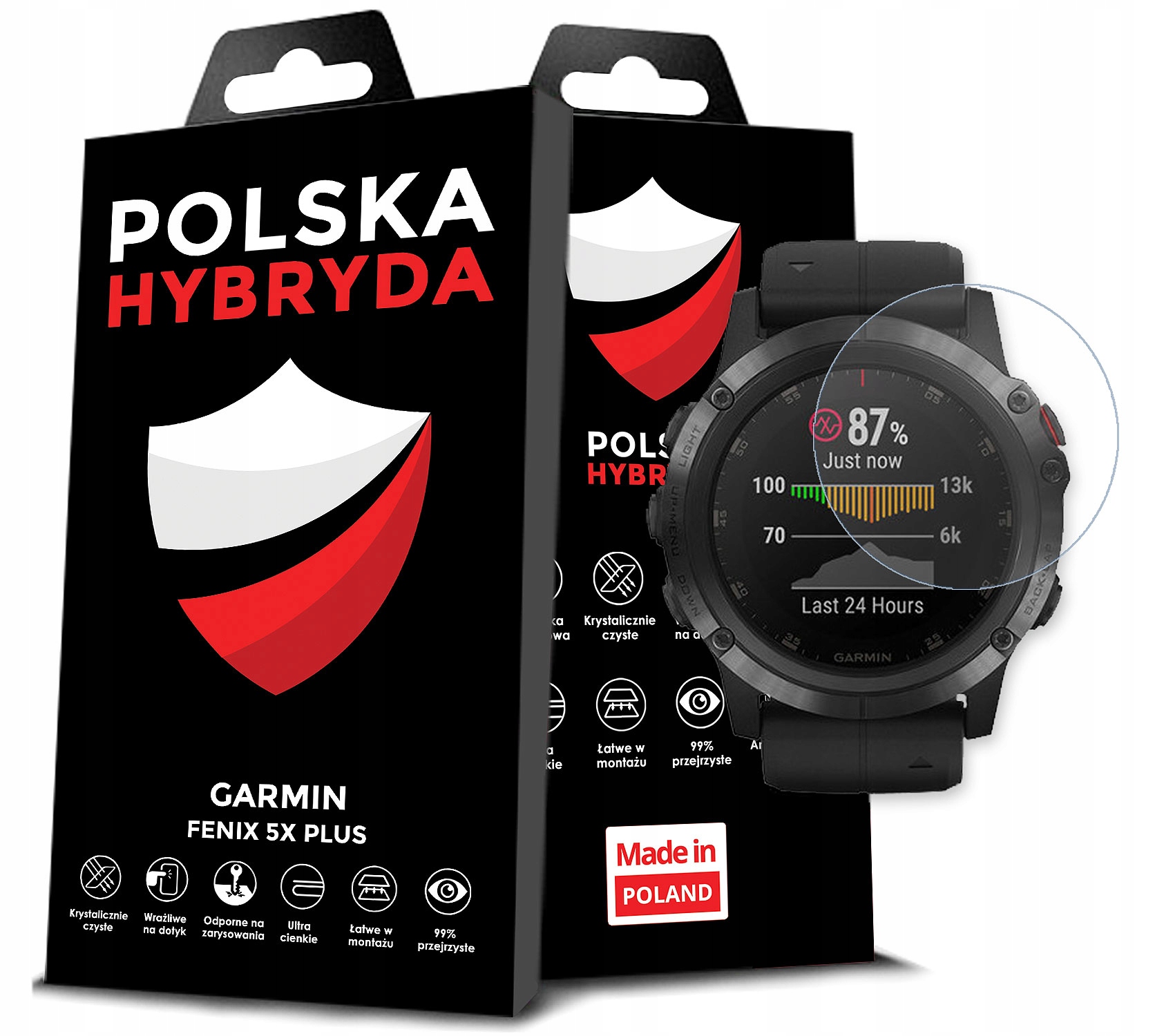 SZKŁO HYBRYDOWE SZKIEŁKO OCHRONNE NA SMARTWATCH DO GARMIN FENIX 5X PLUS