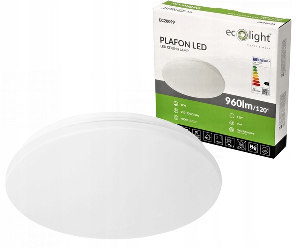 PLAFON LAMPA SUFITOWA PANEL LED 12W 960lm IP44