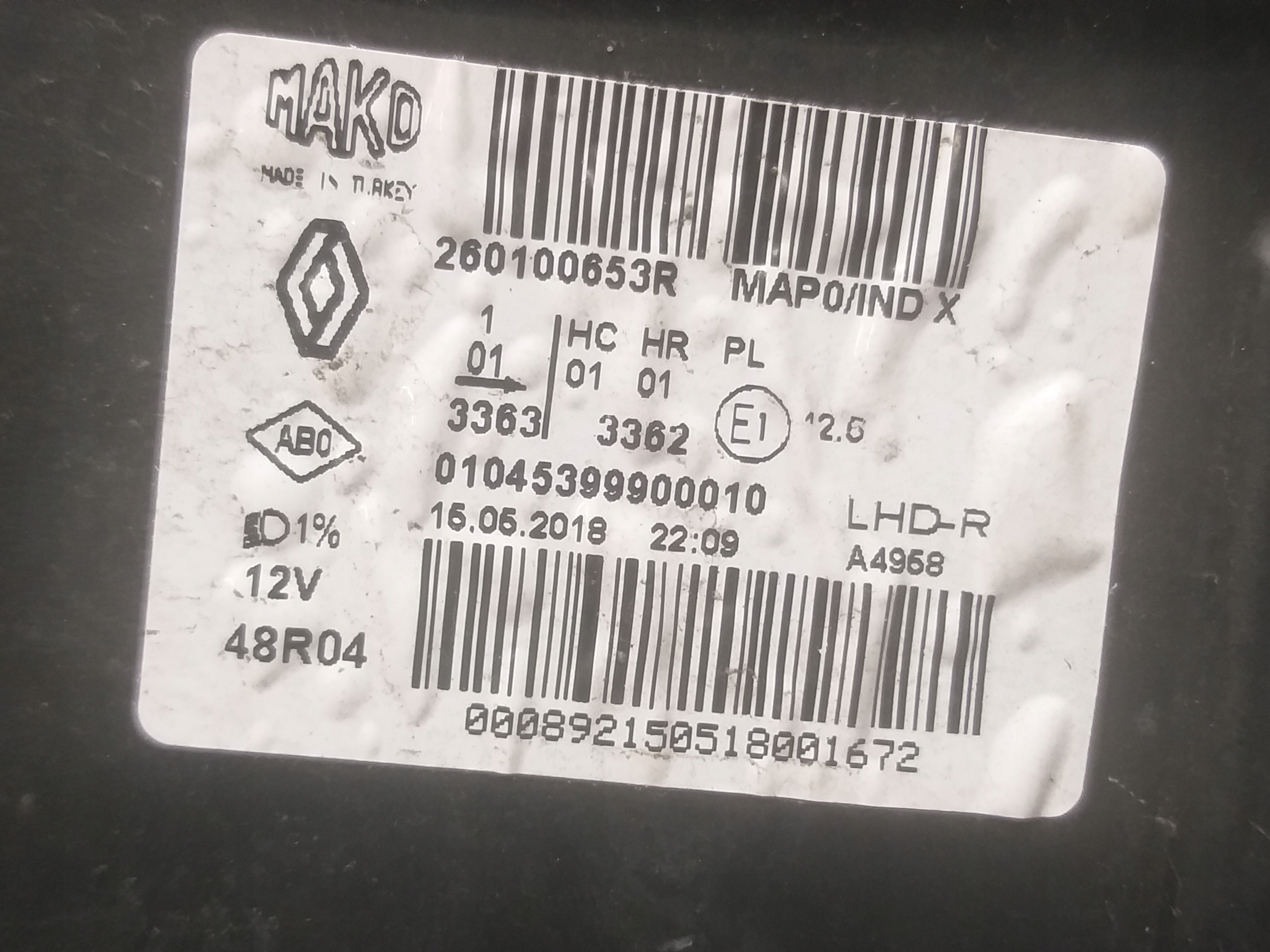 light lights front RENAULT CLIO IV 4 260100653R 260608367R