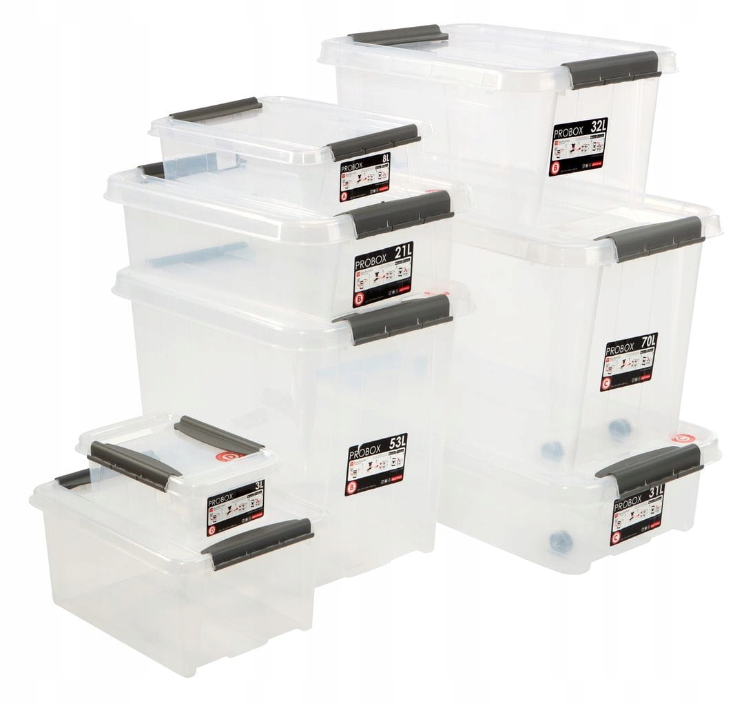 Pojemnik ProBox 21 l z Pokrywką, Przezroczysty Rodzaj pojemniki do segregacji