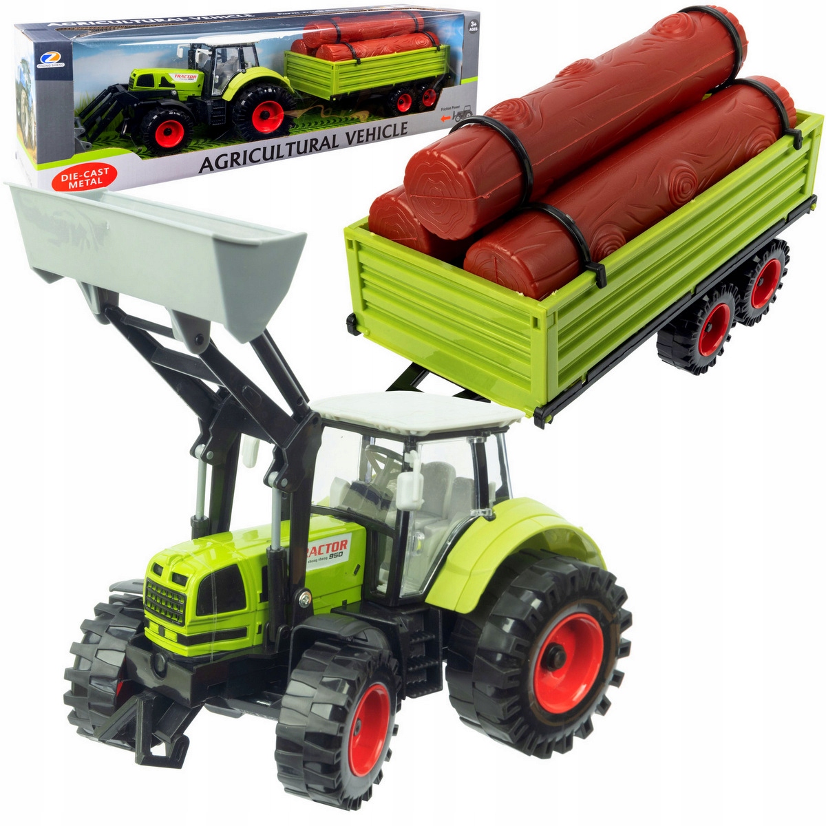 

Duży Traktor z Przyczepą Ciągnik Napęd Ruchome ele