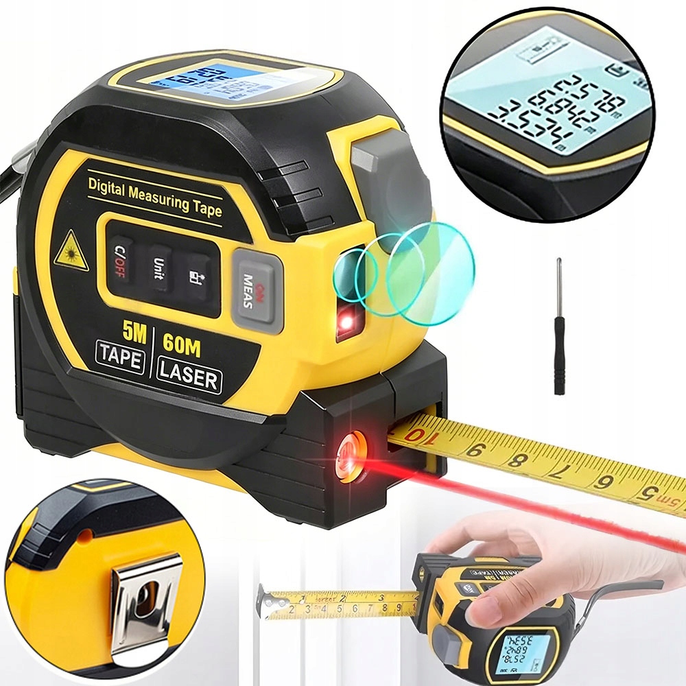 Multifunkční laserová odměrka 3v1, digitální, inteligentní