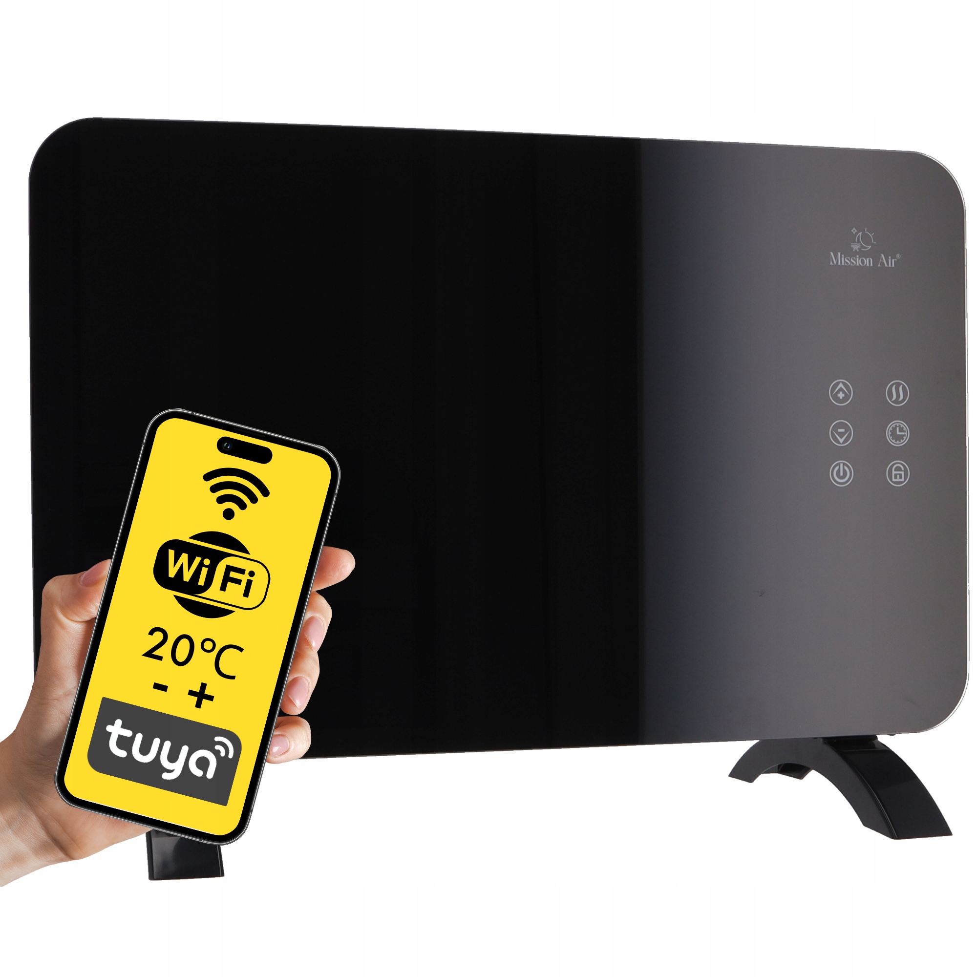 Elektrický Konvektorový Ohřívač Skleněný Panel energeticky úsporný 1000W WiFi