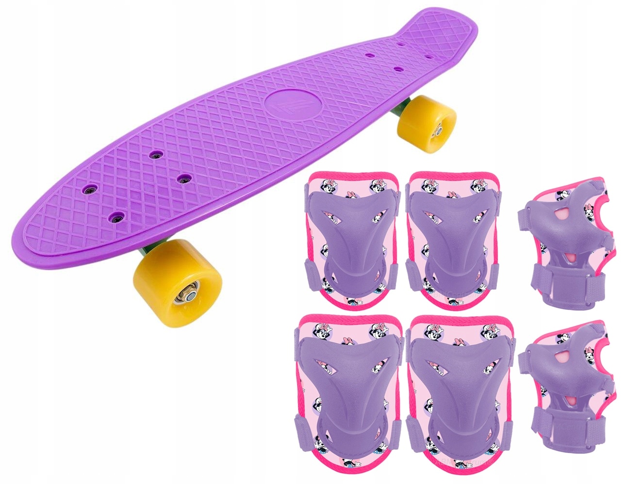 Deskorolka 55 cm fiszka 6x Ochraniacz na kolana łokcie nadgarstki Minnie