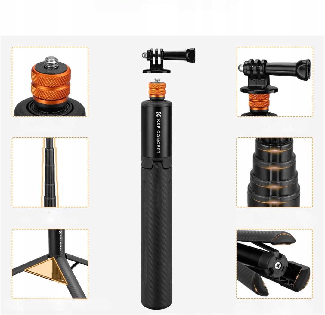 K&F CONCEPT MS21 Selfie Stick Niewidzialny Do Insta360 DJI AKASO — miniatura 11
