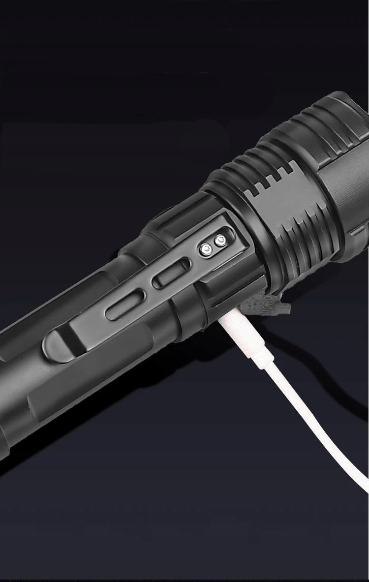 Latarka myśliwska taktyczna na zwierzynę 4-KOLORY 4-LED USB + UV + RED LT5 Kolor dominujący czarny