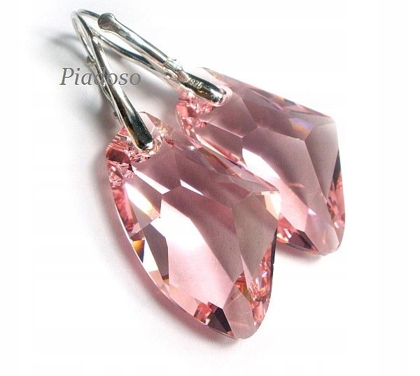 Krystaly Krásné Růžové Náušnice Stříbro Arande