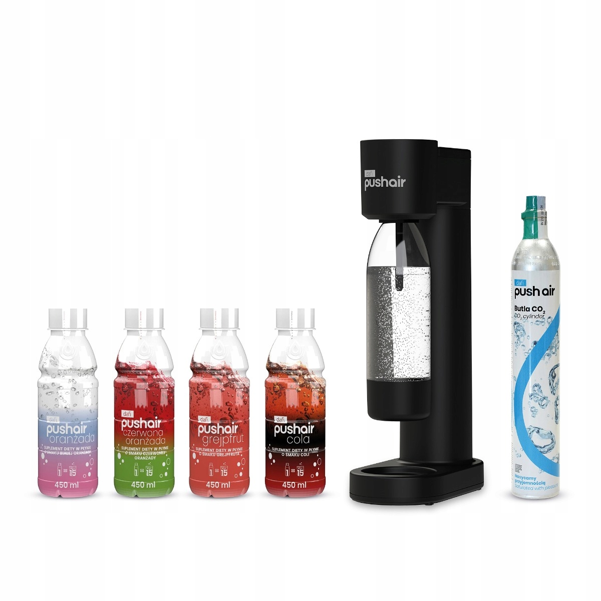 Saturator Do Gazowania Wody Dafi Pushair syfon zestaw butelka nabój Dodatki