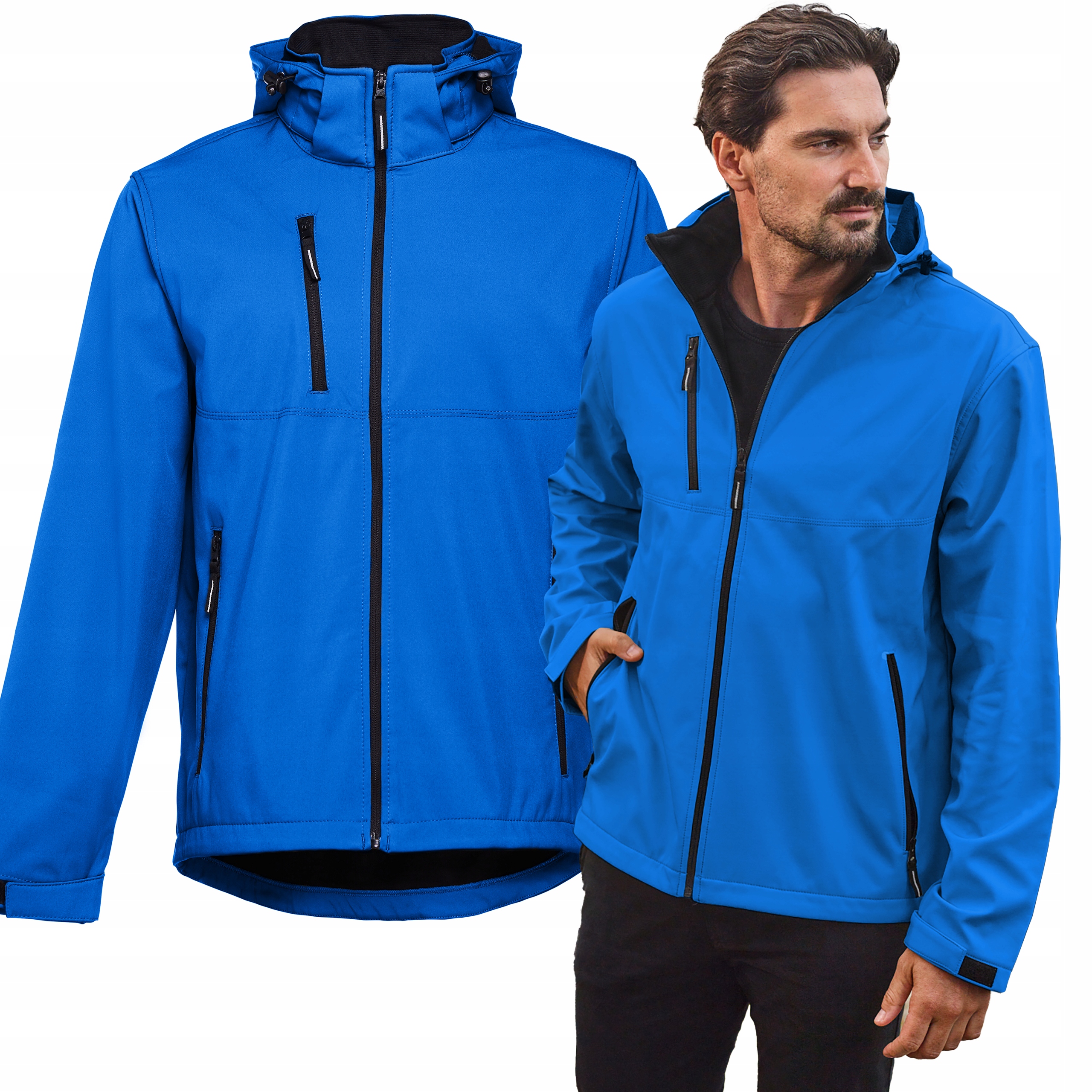 Pláštěnková bunda Softshell pánská s fleecem Velká Velikost modrá 3XL