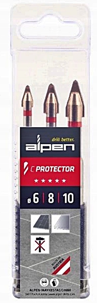 Vrtáky do gresových dlaždic 6,8,10 mm Komplet C Protector 003030031 Alpen