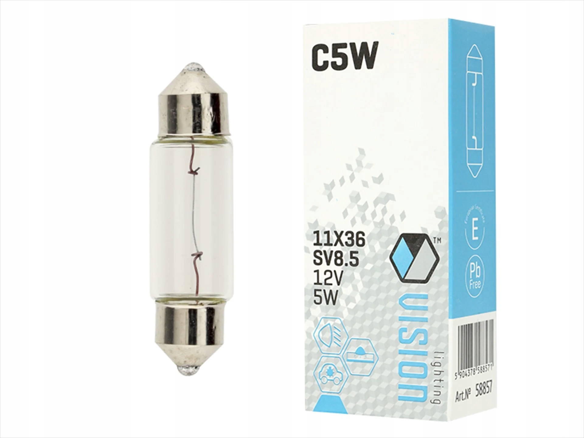 Żarówka samochodowa do wnętrza 36mm 12V 5W SV8.5 E4 Vision C5W rurka