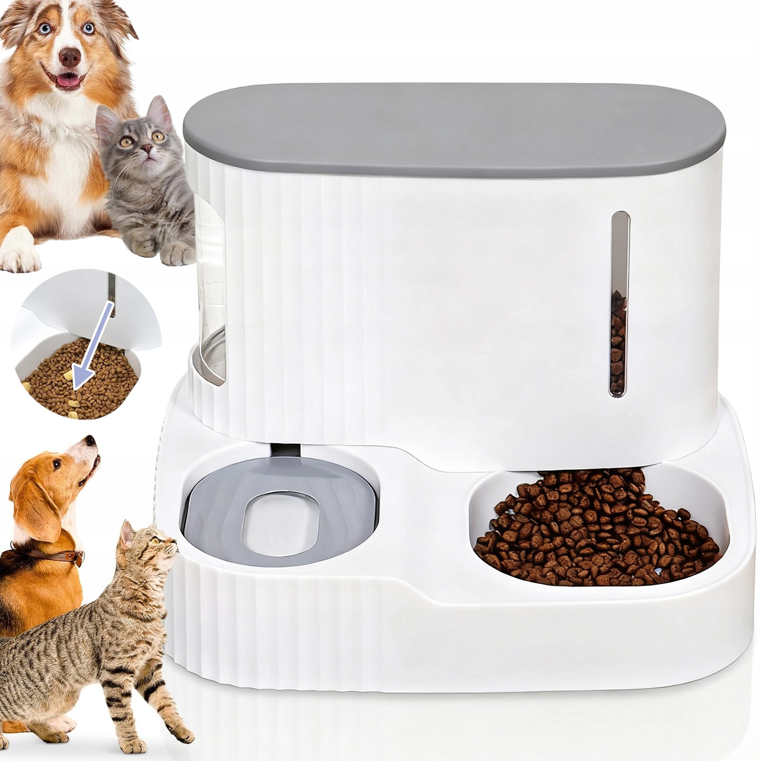 Levně Výdejník Vody A Krmiva Automatická Miska Pro Kočky A Psa Dávkovač 2V1 Napáječka