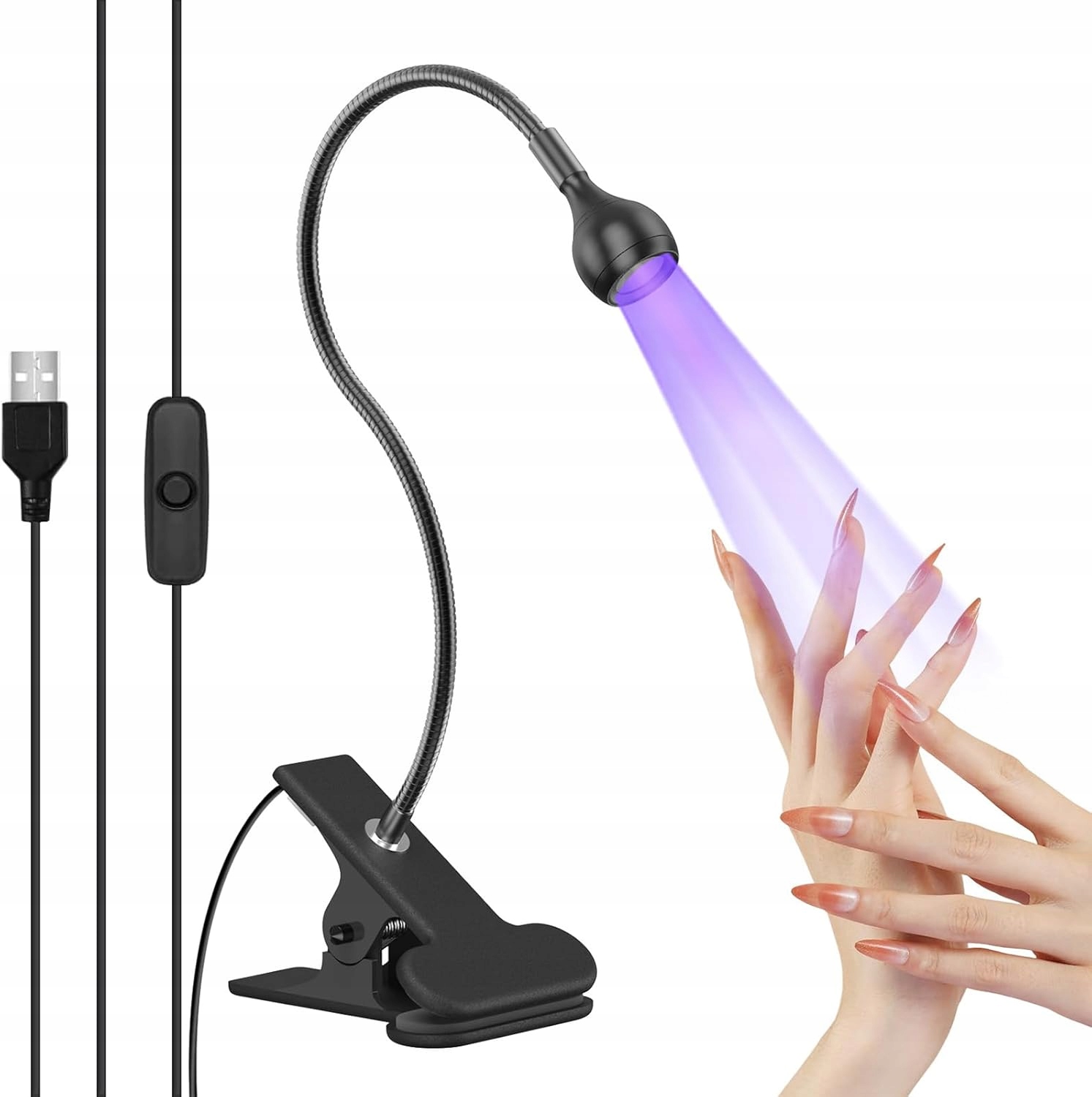 Aiseely Uv Led lampa 3W Usb Sušení Pryskyřice na nehty Elastická svorka