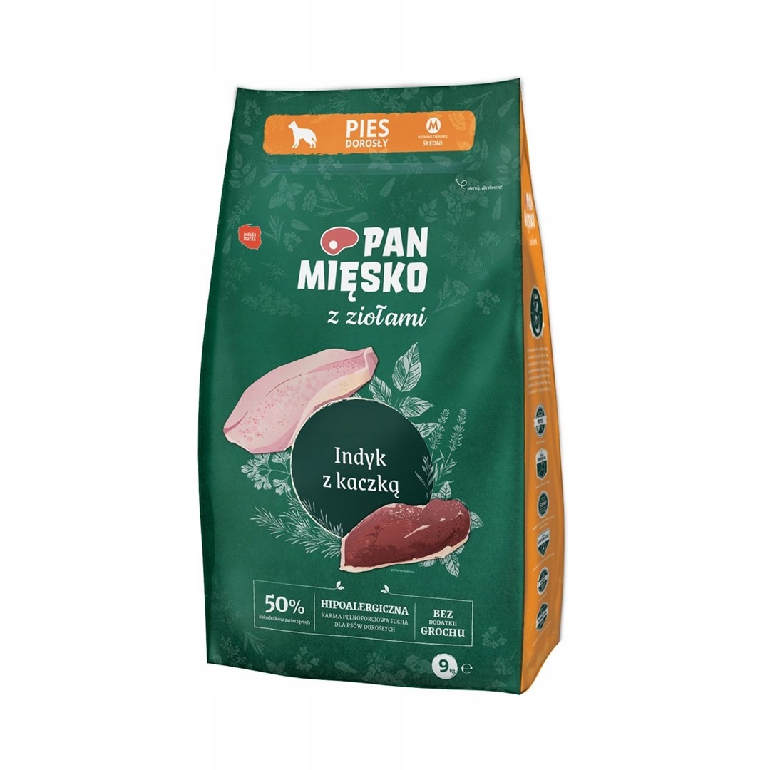 Levně Pan Mięsko Krůta s kachnou (dospělý) M 9 kg