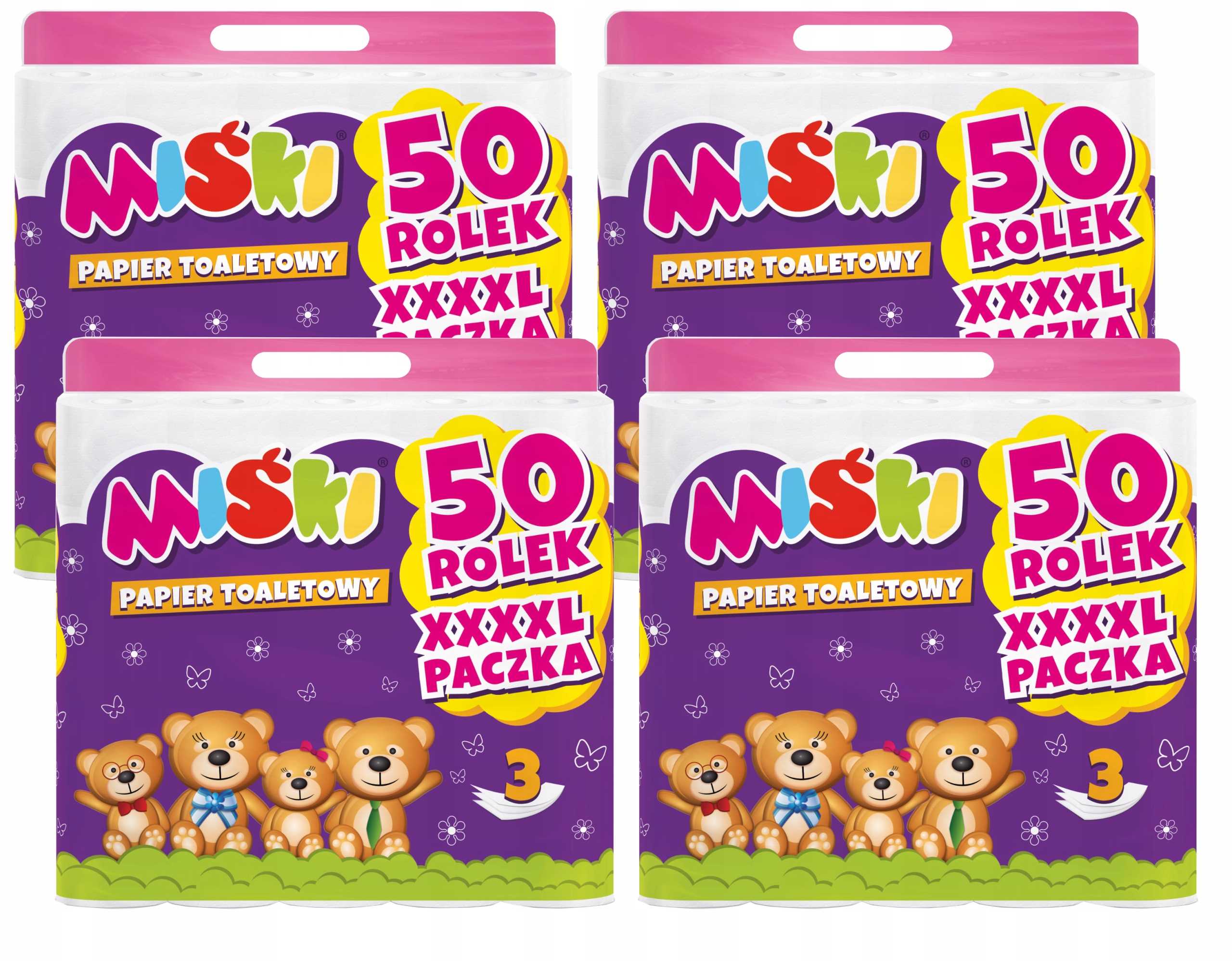Toaletný papier 50R Miśki 3W 200 roliek