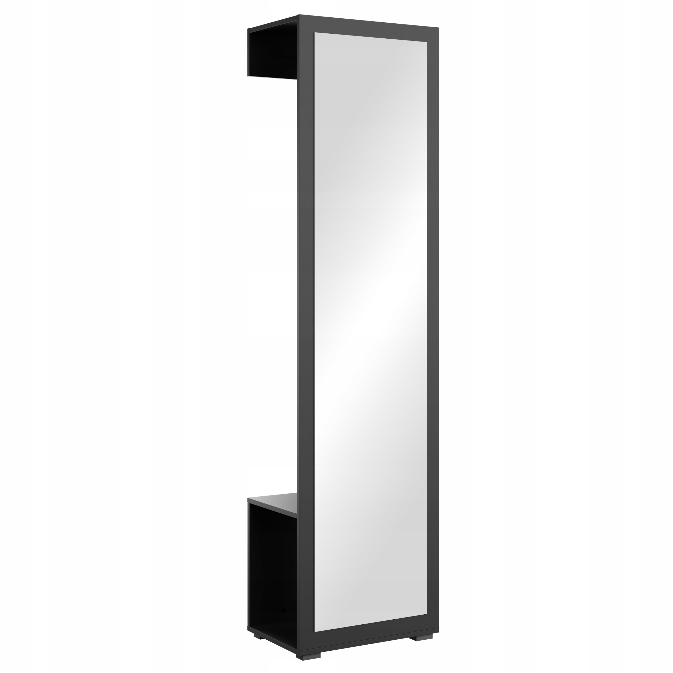 Moderní funkční úzká skříň se zrcadlem do předsíně, černá