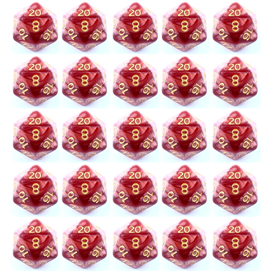 ZESTAW 25 KOSTEK K20 RPG KORONACJA KOŚĆ DWUDZIESTOŚCIENNA