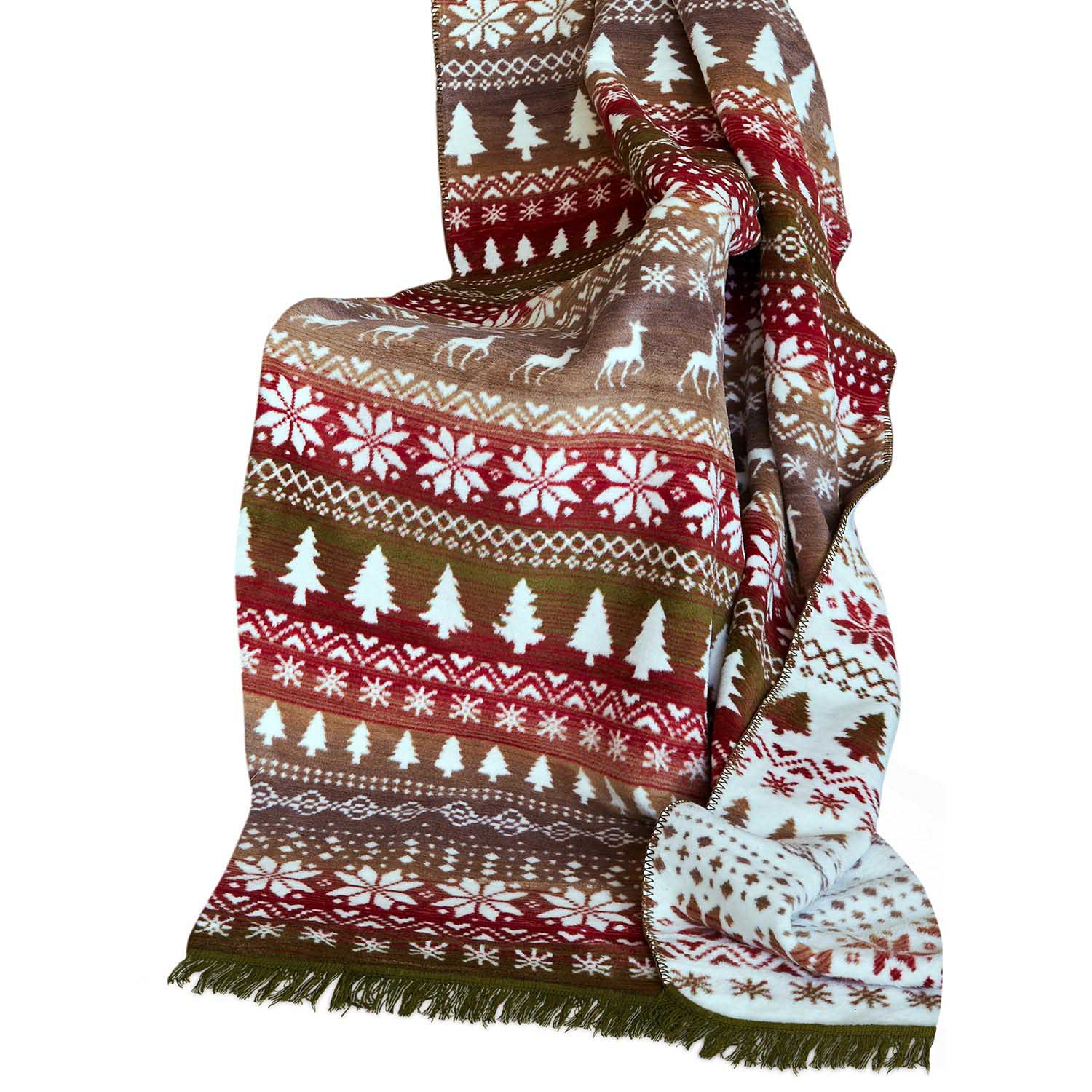 Bavlněno-akrylová deka 150x200 Darymex bílá béžová vínová, norský vzor