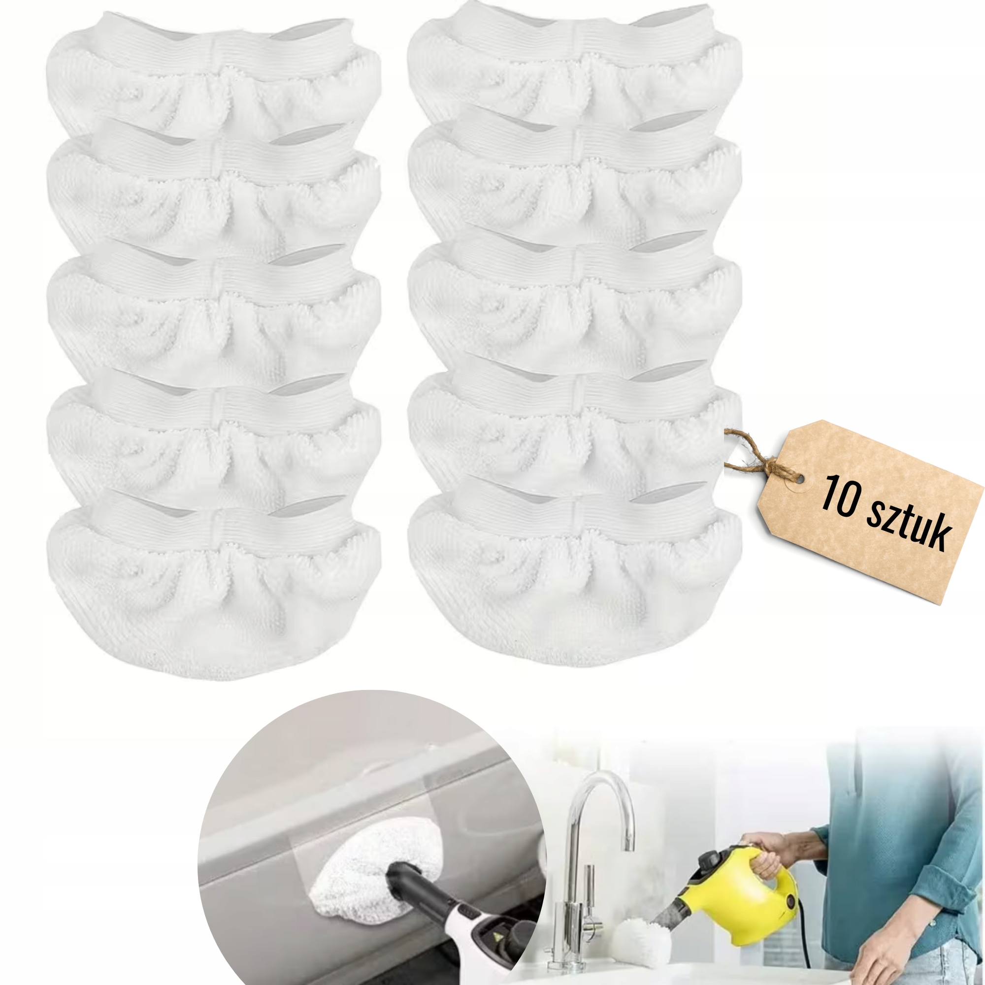 NAKŁADKI ŚCIERECZKI DO MOPÓW PAROWYCH 10 szt. PAROWNIC Z MIKROFIBRY