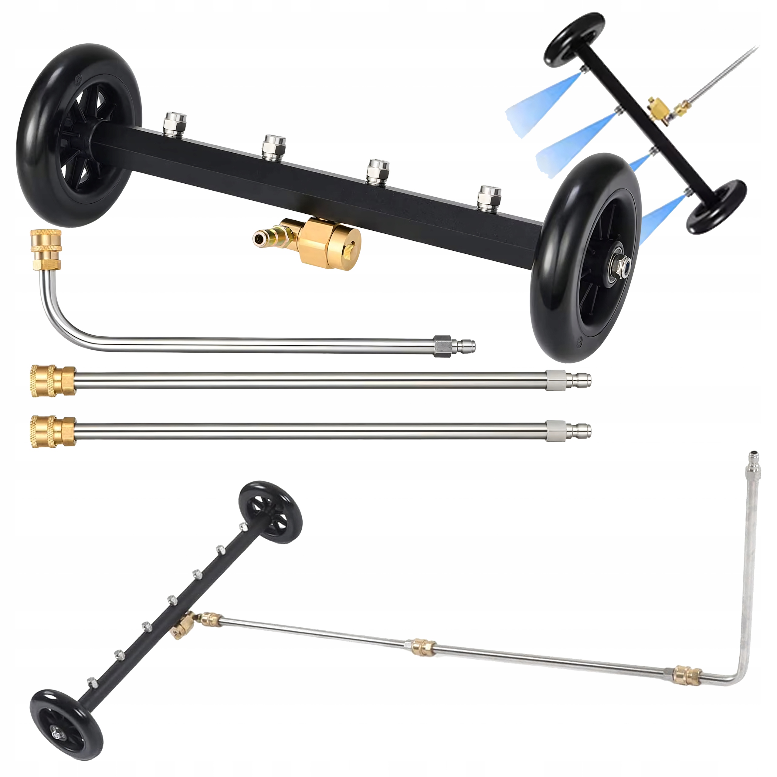 Myjka Wielofunkcyjna Wózek Do Mycia Podwozia Kostki Brukowej 4 Dysze