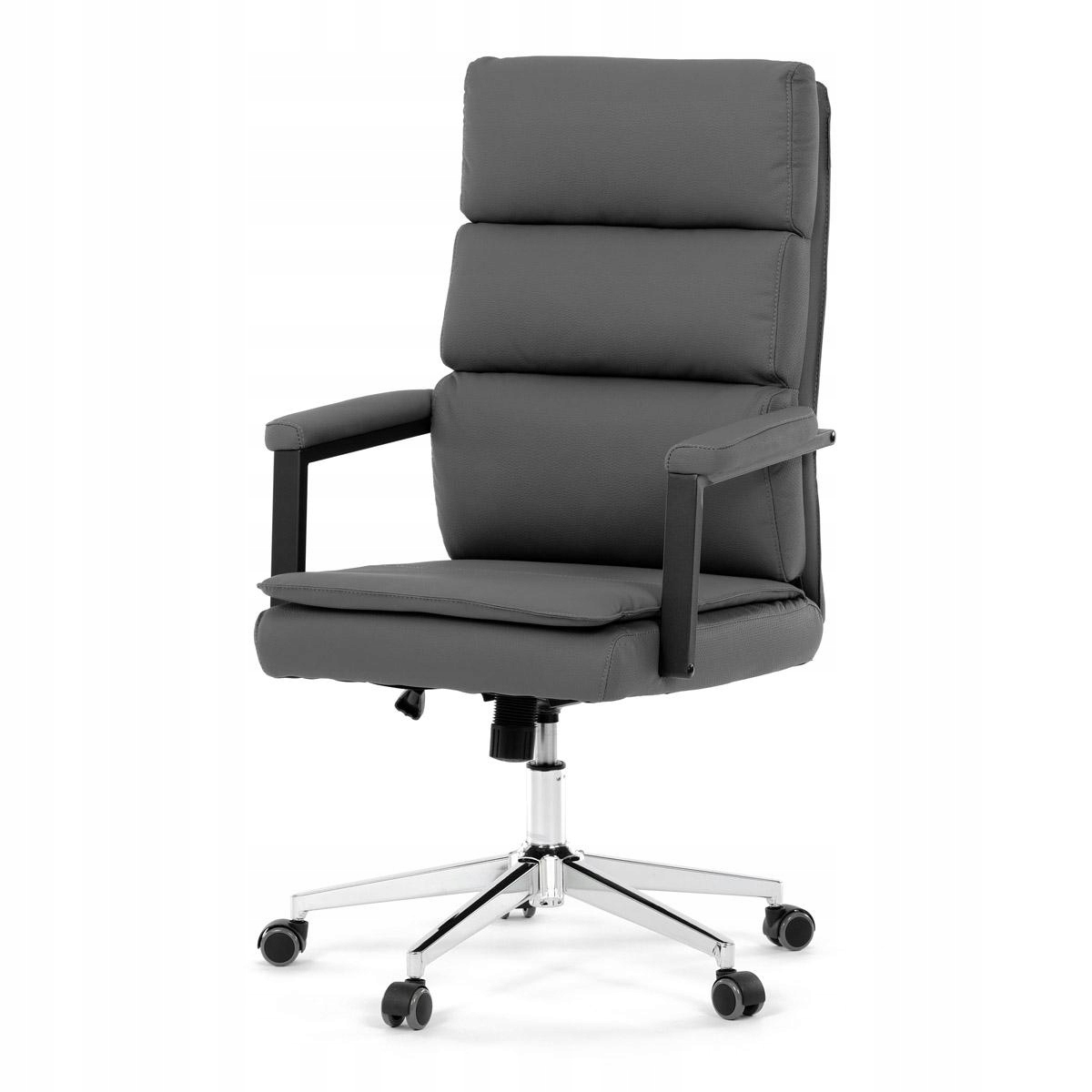 Autronic Židle kancelářská, šedá ekokůže, kříž kov chromový, houpací mechan