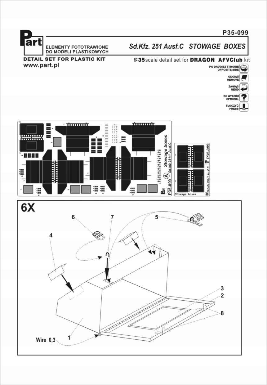 Part P35-099 1/35 Sd.Kfz.251/1 Ausf.C boxy na nářadí (afv Club)