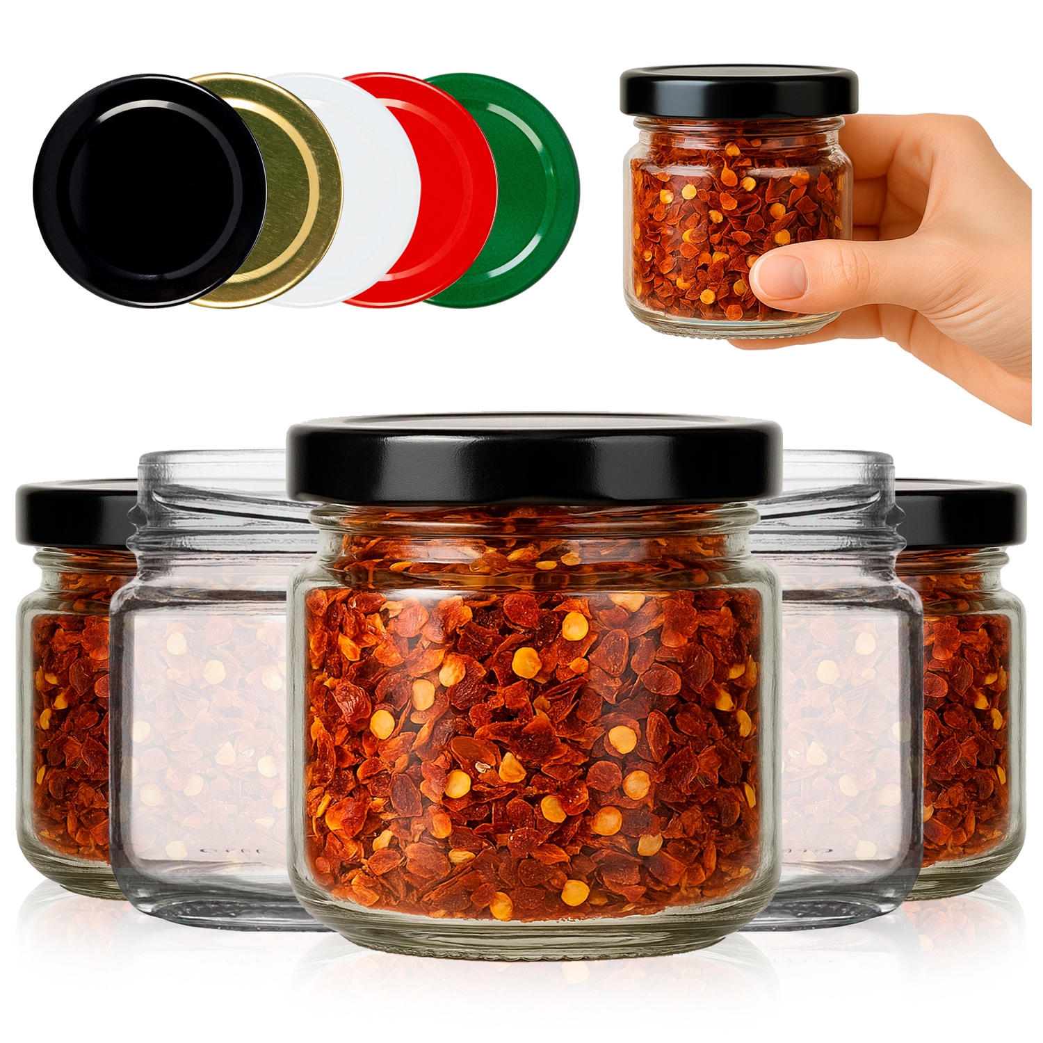 50 x Sklenice na Koření Přetovky Džemy Džemy Musy Potraviny Zavařovací Sklenice 100ML