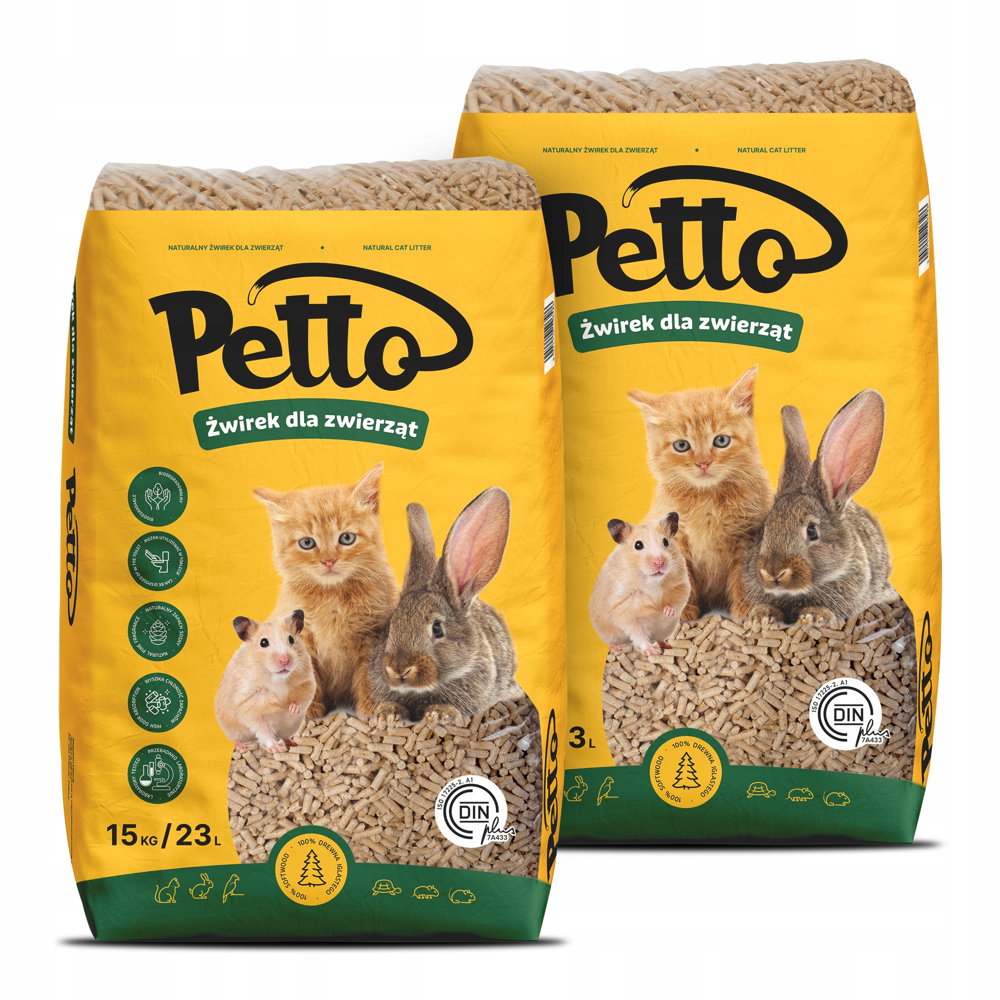 Żwirek Dla Kota Królika Drewniany Sosnowy Oryginal Pellet 30 Kg Chłonny