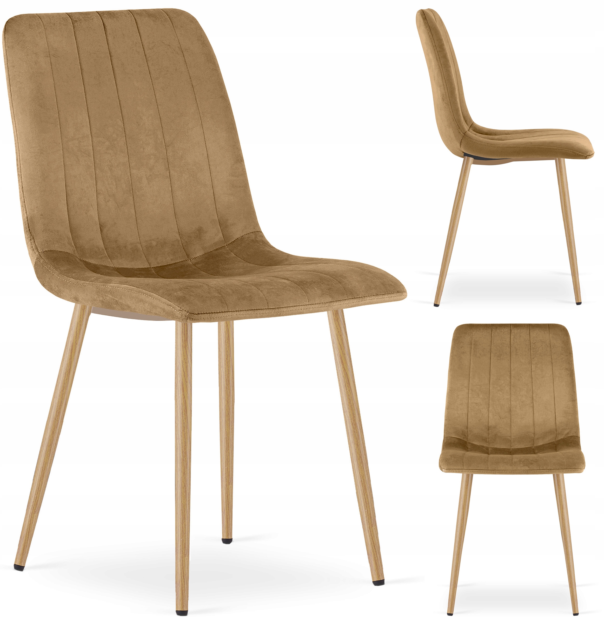 Krzesło Tapicerowane Welurowe Velvet do Salonu Kuchni Jadalni Brąz Simple