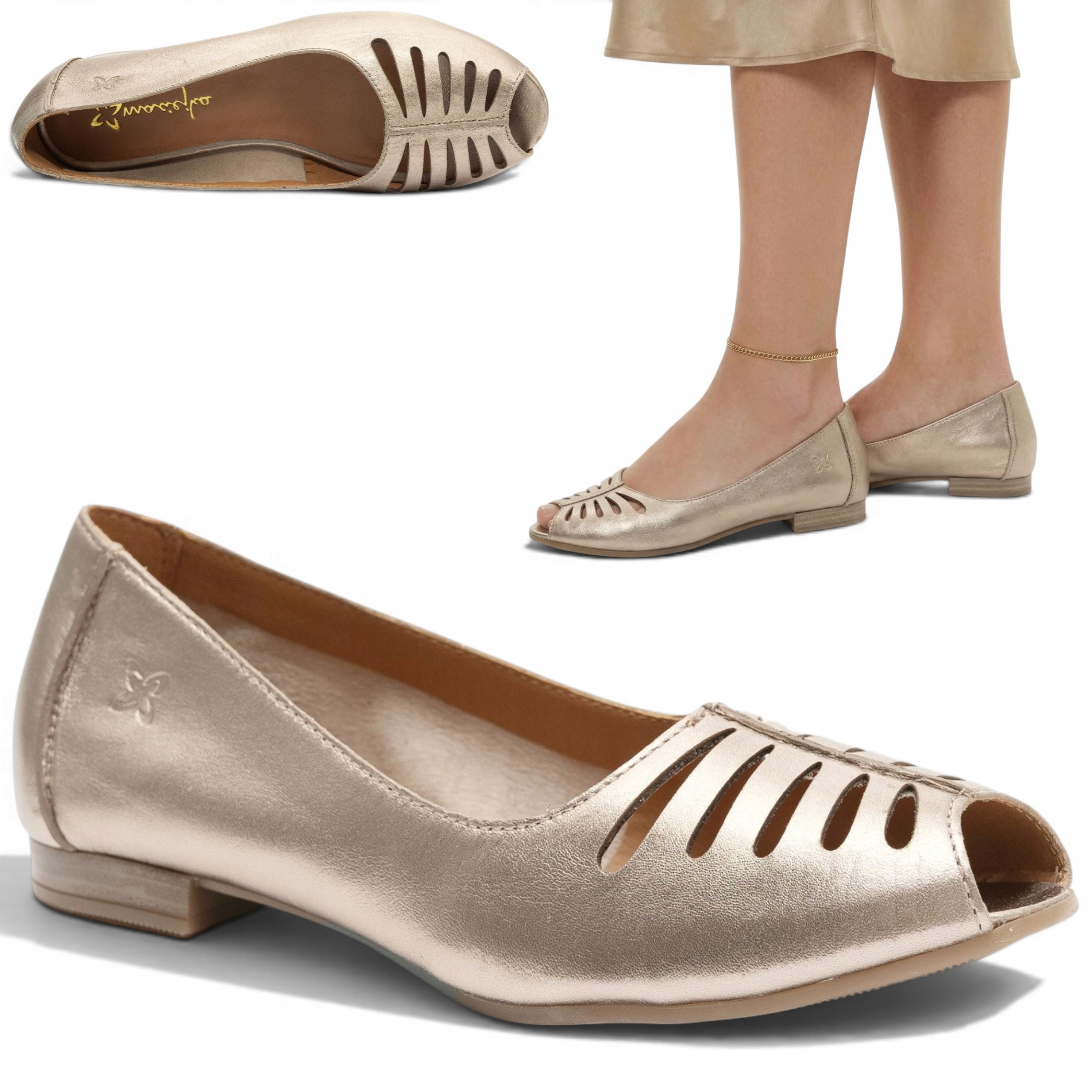 40 Maciejka Dámské polobotky Přírodní Kůže Nazouvací Letní prodyšné