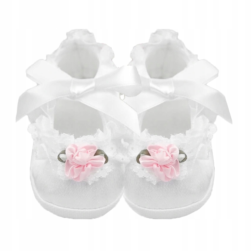 

Buciki Do Chrztu buty Wesele roczek r10 cm kwiatki