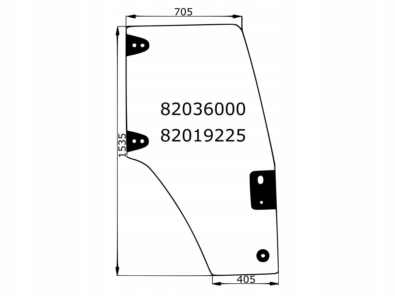 СТЕКЛО ПРАВОЙ ДВЕРИ CASE NEW HOLLAND TM 82019225