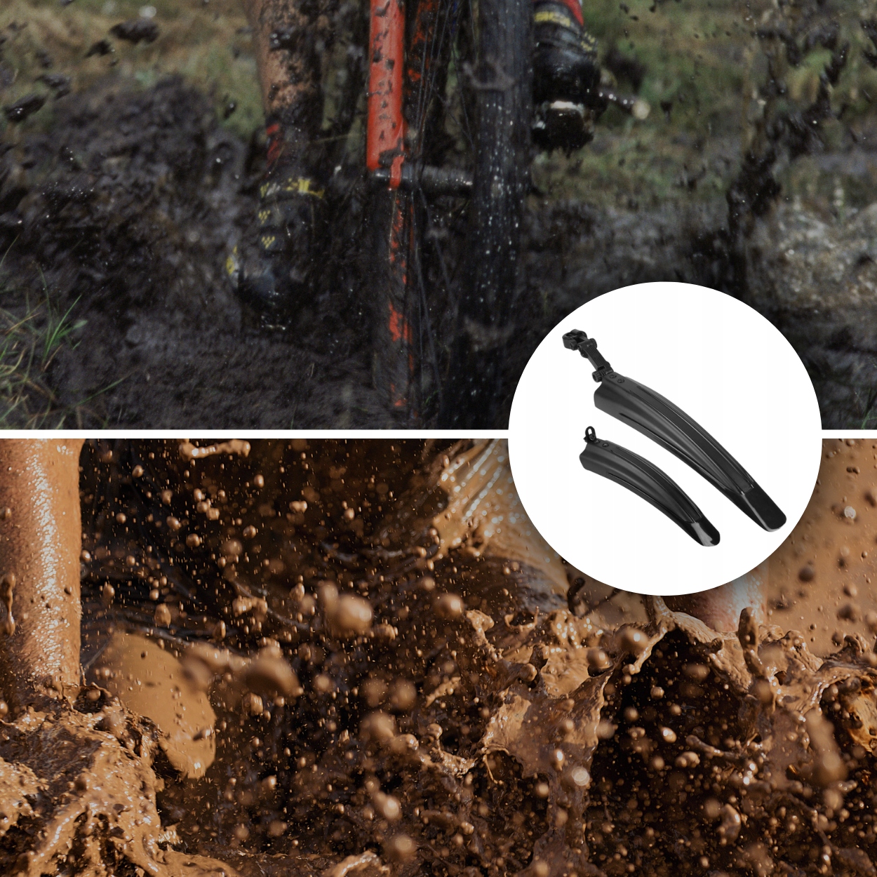 2x BŁOTNIKI DO ROWERU ROWEROWE PLASTIKOWE 26-28" REGULOWANE UNIWERSALNE Szerokość 70 mm